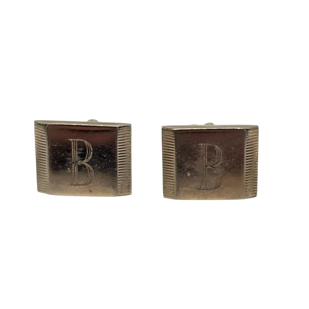 Vintage Gold Tone Monogram "B" Cufflinks For Men Mid Century